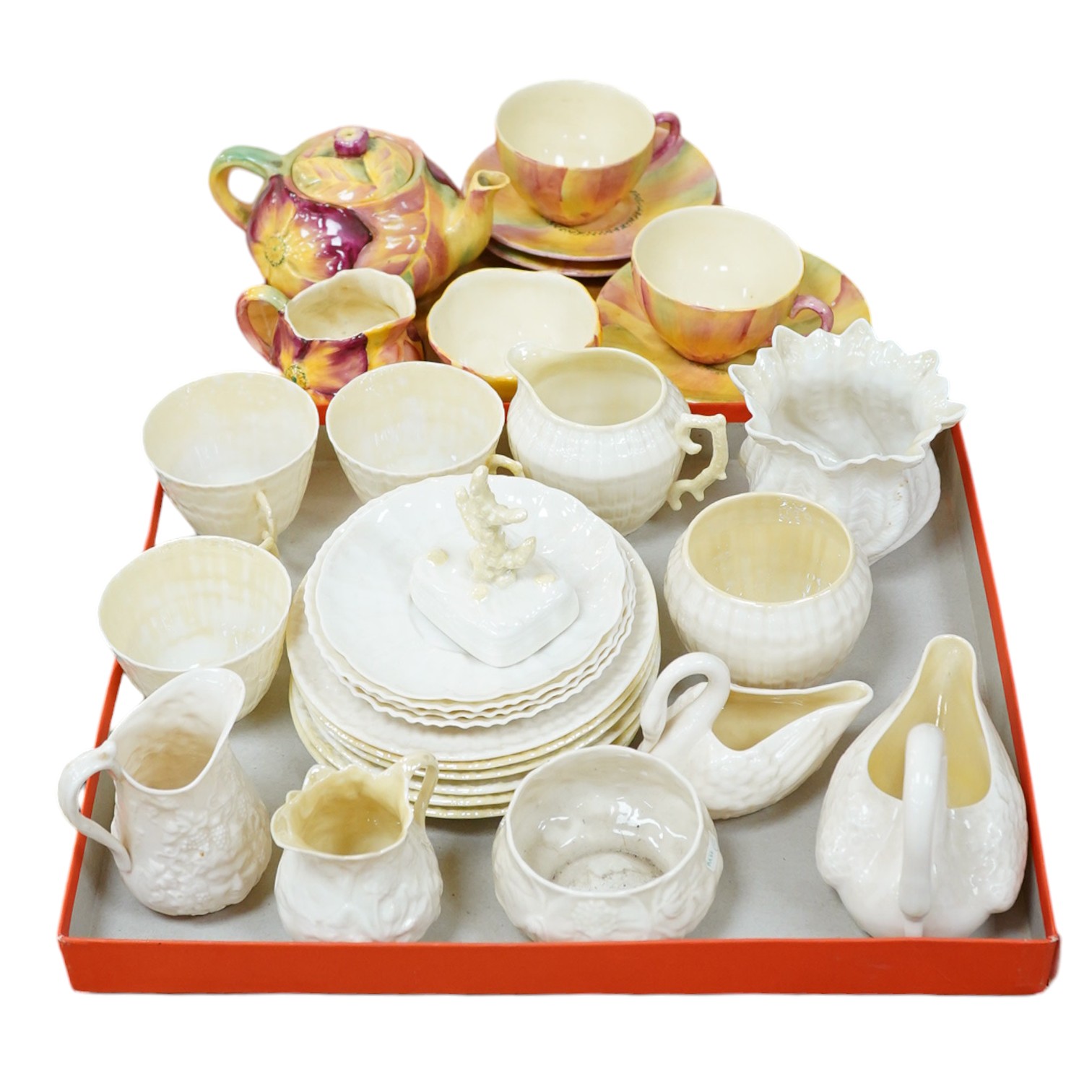 A collection of Belleek teaware and a Floretta ware Royal Venton Burslem 'Tea for Two'. Condition - good